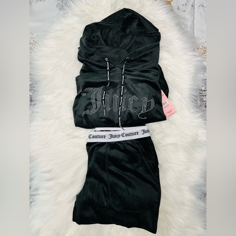 Juicy Couture Black Velour Set with hoodie